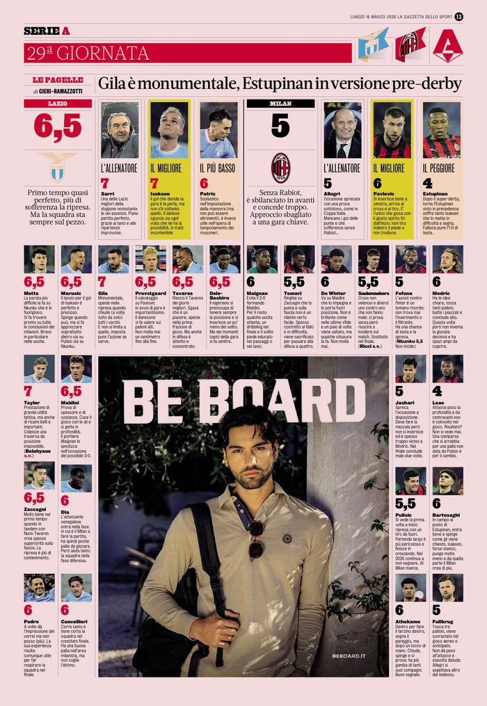 开云体育直播-意甲拉齐奥1比0胜AC米兰，帕夫洛维奇最高分|埃斯图皮尼安|体育赛事讨论|拉扎尔-帕夫洛维奇|意甲联赛|喵喵_新浪体育_新浪新闻